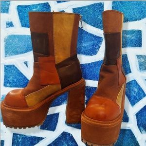 Dolls Kill / Current Mood Chunky Patchwork Platform Boots